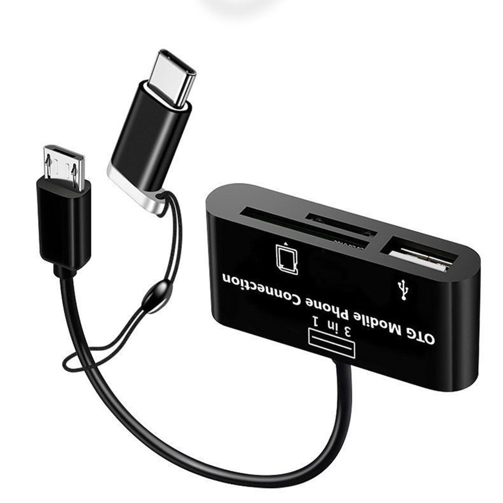 OTG Adapter Universal Type-c Micro 3 In 1 USB Memory Card TF Mobile Phone OTG Card Reader Host Adapter Card Reader Dropshipping