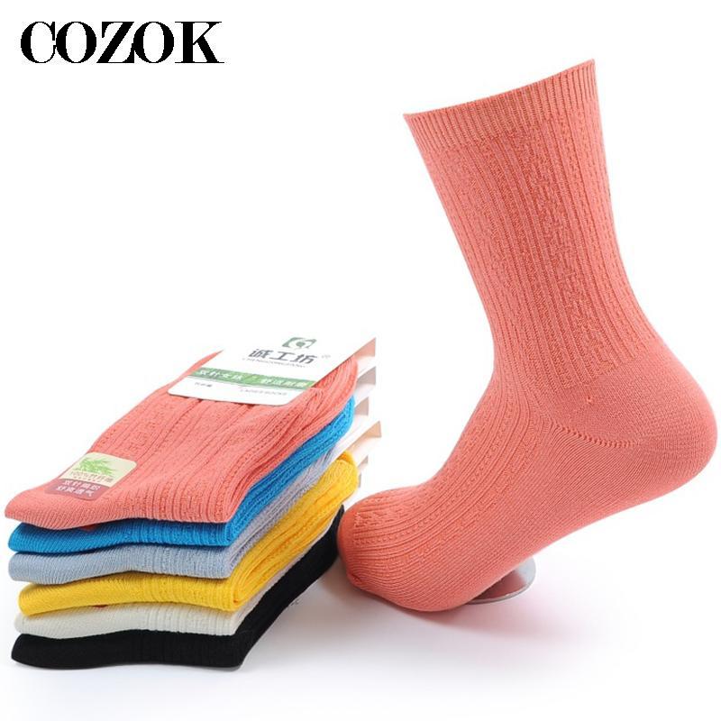 3Pairs Fashion Women Bamboo Fiber Crew Socks Female Spring Autumn Soft Breathable Solid Candy Color Cute Lady Casual Short Socks