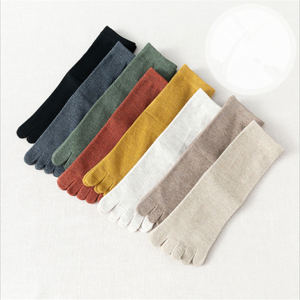 New Socks for Men Pure Color Wild Five-Finger Socks Personality Split Toe Socks Trend Personality Japanese Cotton Mens Soks