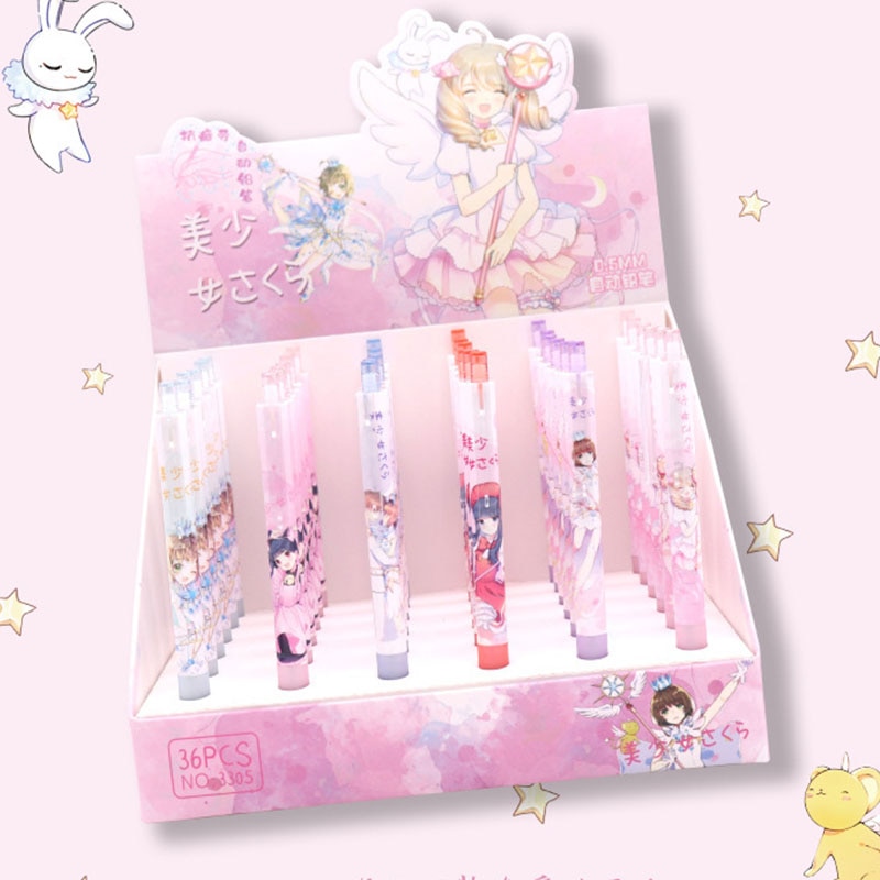 36 pcs/lot Beautiful Girl Mechanical Pencil Cute 0.5mm Student Automatic Pen For Kid School Office Supply