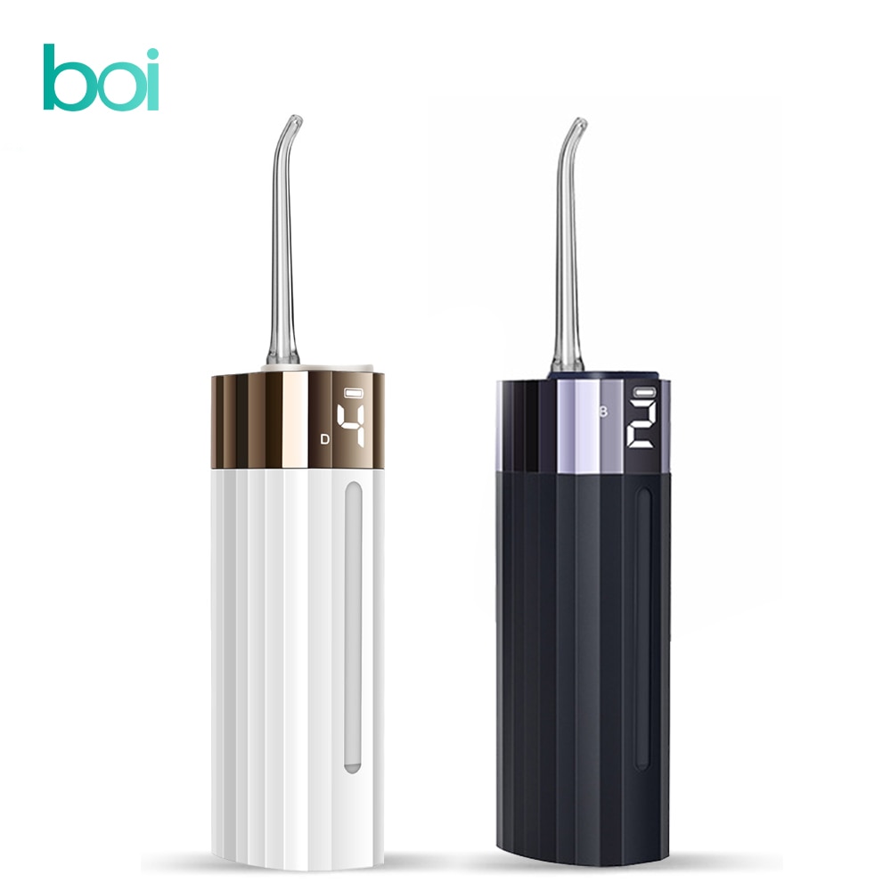 [Boi] Teeth Whitening 4 Modes Portable Smart LCD Oral Irrigator Cleaning Devices Nozzle Hidden IPX7 Waterproof Water Flosser
