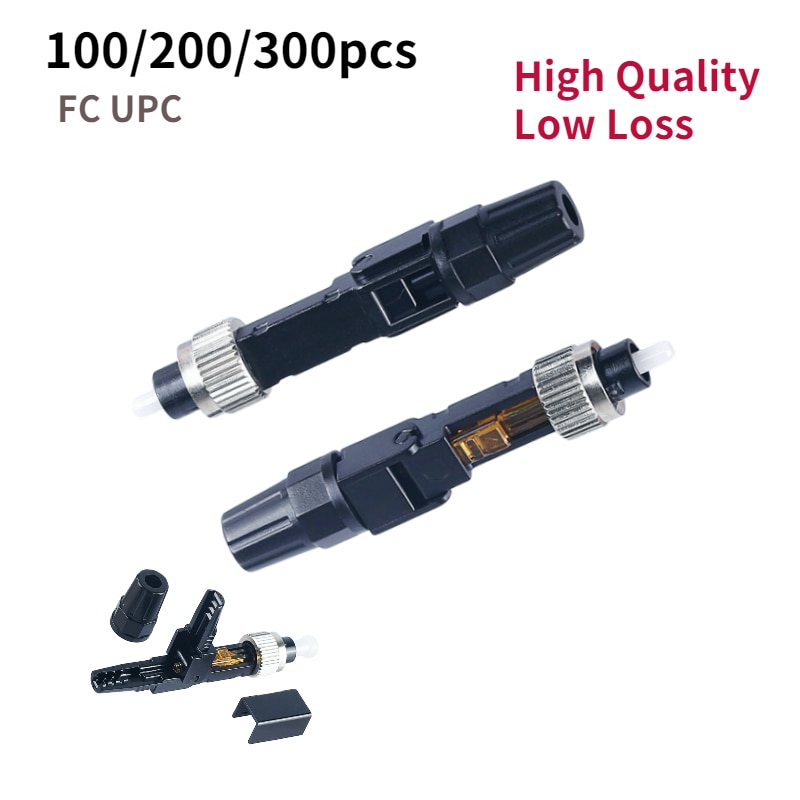 100/200/300pcs FC UPC Fast Connector FTTH SM Single-Mode Fiber Optic Quick Connector Network Cable Connector Embedded