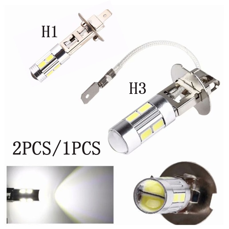2PCS/1PCS 6000k 12v led car light H3 H1 10smd 5630 10 led driving light decoding light super bright fog light led car light