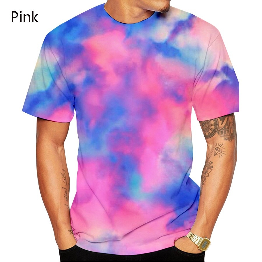 Casual Fashion Style 3D Printing Tie Dye T-Shirt Men/women Short Sleeve Personality T-Shirt