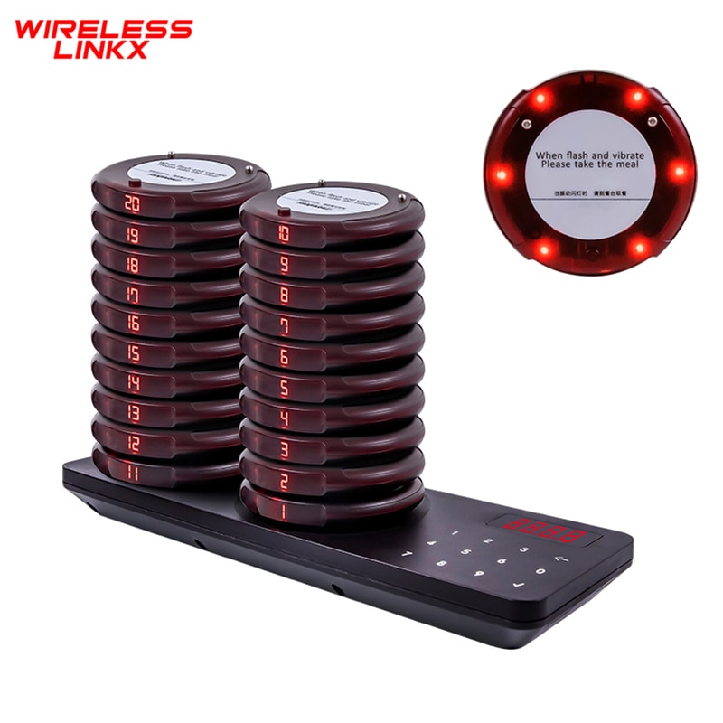 Wireless Restaurant Pager System Waterproof Buzzers Calling System Food Pager For Cafe Church Clinic Food Court Food Truck