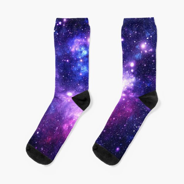 Purple Blue Galaxy Nebula Crew Socks Black Mens Best Ankle Women Knee High