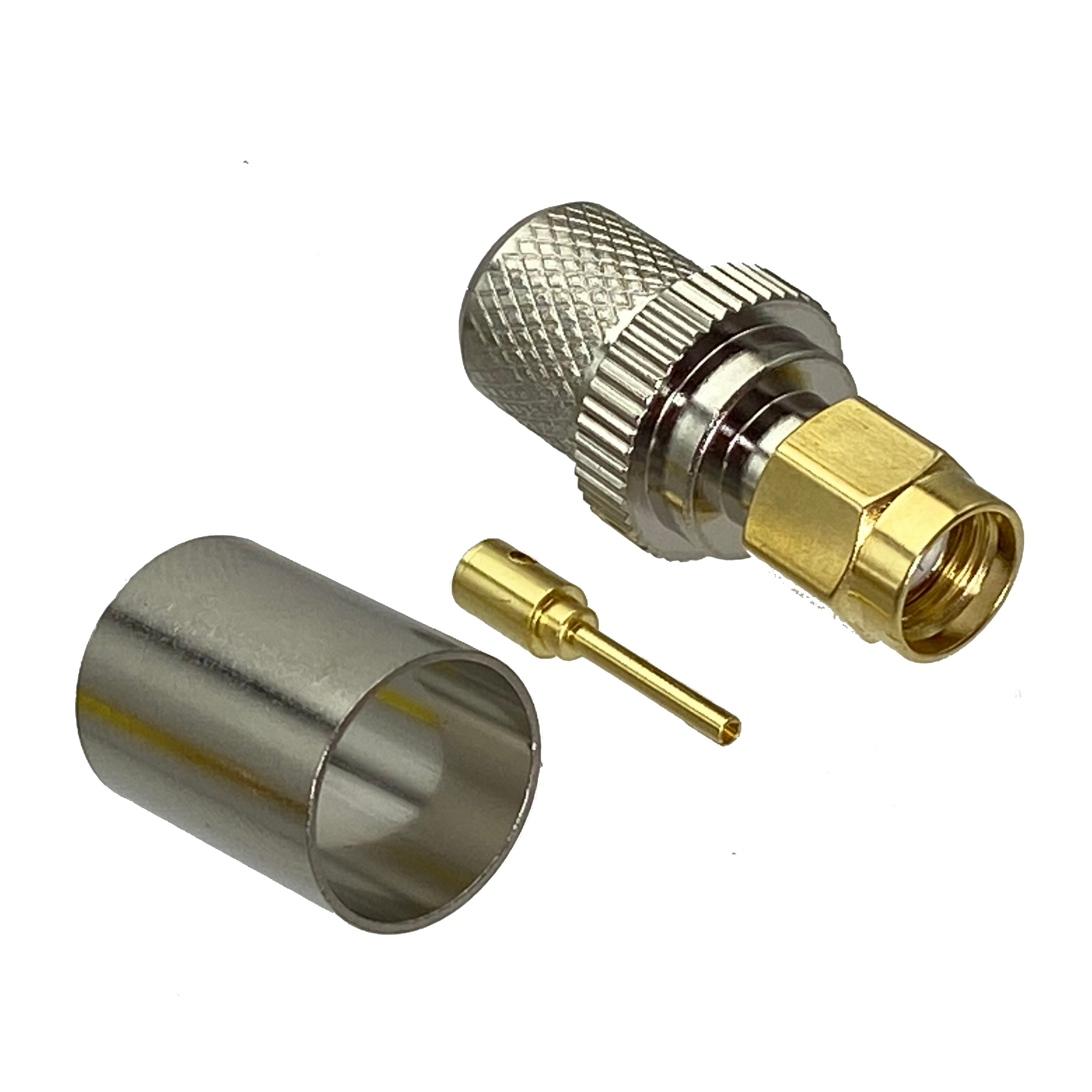 1Pcs Connector RP SMA Male Jack Crimp For RG8 LMR400 RG213 Cable 50ohm RF Adapter Coaxial Brass High Quanlity