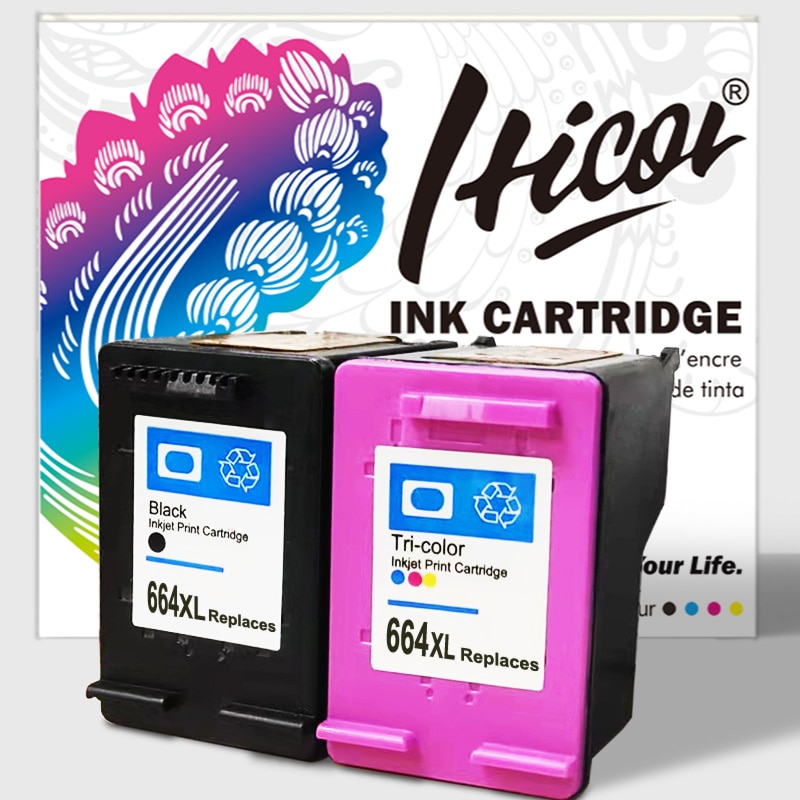 Hicor Ink Cartridge 664XL Black HP 664 XL Color Compatible for Deskjet Advantage 2136 2676 3776 5076 5276