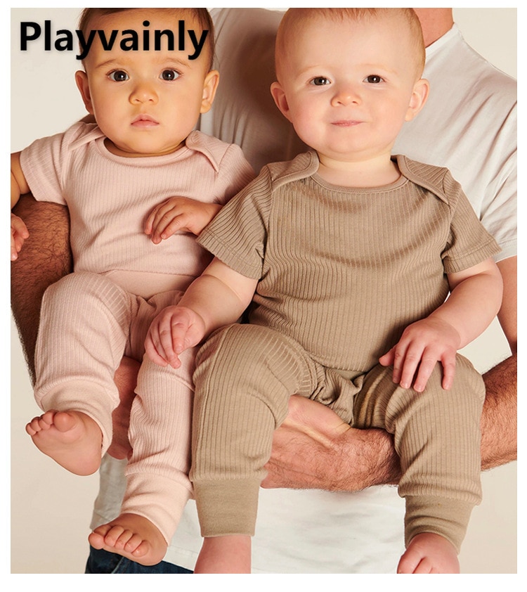 2022 New Spring Kids Girls Boys Pajamas 2-pcs Sets Candy Color Envelope Waffle Bodysuit+Pants Homewear Newborn Sleepwear E1411