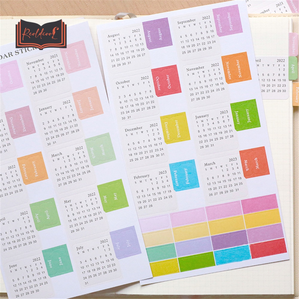 2022 Calendar Monthly Tab Sticker DIY Hand Account Journal Planner Index Label Stickers Schedule Organizer Korean Stationery