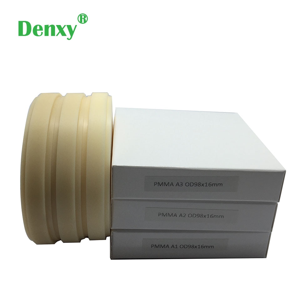 Denxy 5pcs CAD/CAM PMMA Blocks milling discs Dental Material lab for Make Temporary Bridge Dental Restorations Resin block