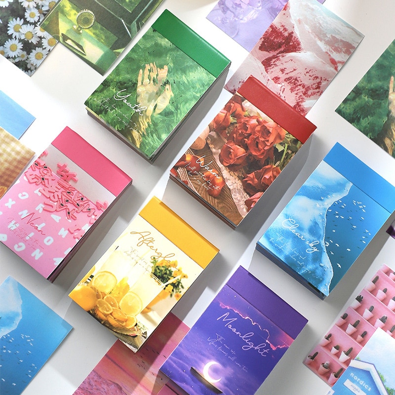 50pcs/lot Memo Pads Material Paper Rainbow full of eyes Junk Journal Scrapbooking Cards Retro Background Decoration Paper