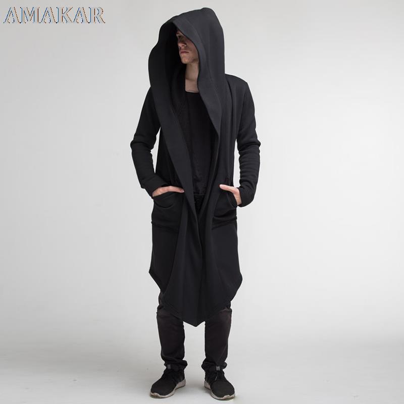 Fashion Men's mantle Japanese Style Hooded Cape Long Cardigan European Windbreaker autumn and winter Jackets Male trench Co