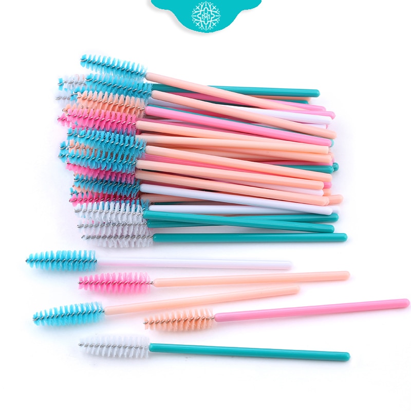 Professional Eyebrow Mascara Wand Eyelash Spoolie Brush 50 pcs/set Wholesale Disposable Lash Wands Eyelash Extension Brushes