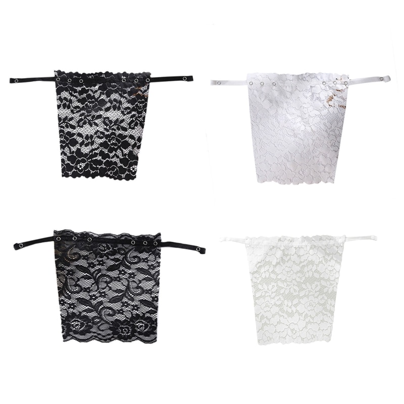 Women Sheer Floral Lace Camisole Secret Cleavage Cover Lady Clip-on Mock Snappy Bra Insert Overlay Modesty Panel Vest