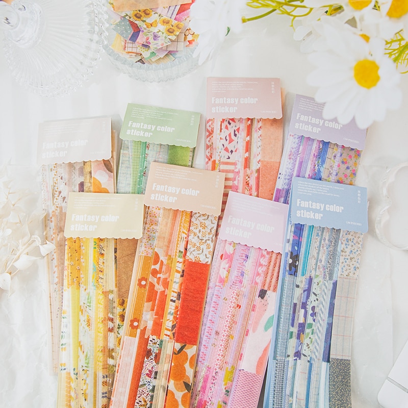 Dimi 30Sheets Fantasy color sticker Long Version Flower Collage Journal Planner Paper Label Scrapbooking Diary Stationery Supply