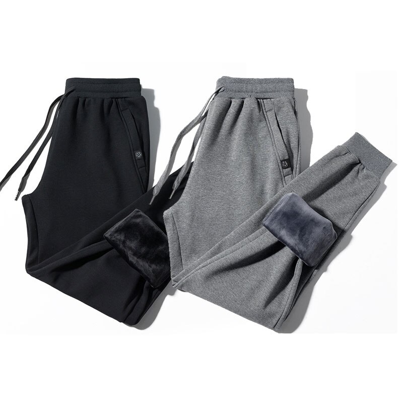 Men's Sweatpant Trousers Winter New Plus Velvet Warm Casual Cotton Trouser Super Soft Velvet Solid Trend Sports Jogges Pant