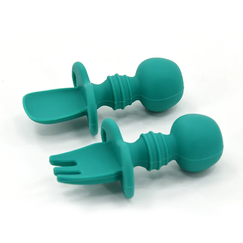 Baby silicone licking fork spoon baby training predator fork spoon short handle learn to molar artifact silicone soft fork spoon