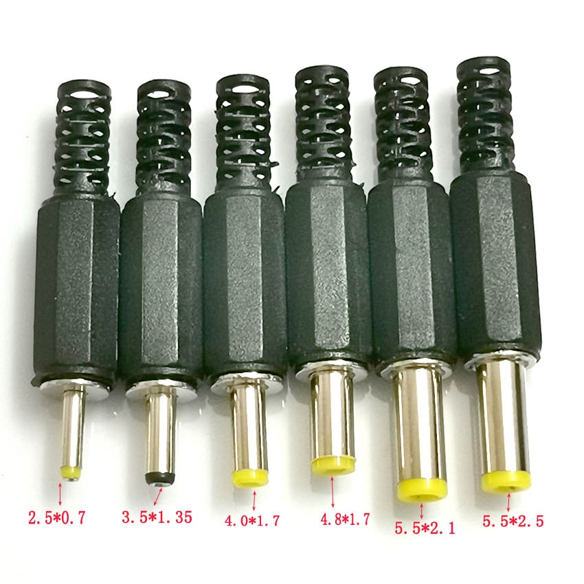 2/5/10pcs DC Power Male plug 5.5* 2.1mm 5.5* 2.5mm 3.5 * 1.35mm 6.3* 3.0mm 3.5*1.1mm adapter connector plug 5.5 2.1 2.5 3.5 1.35