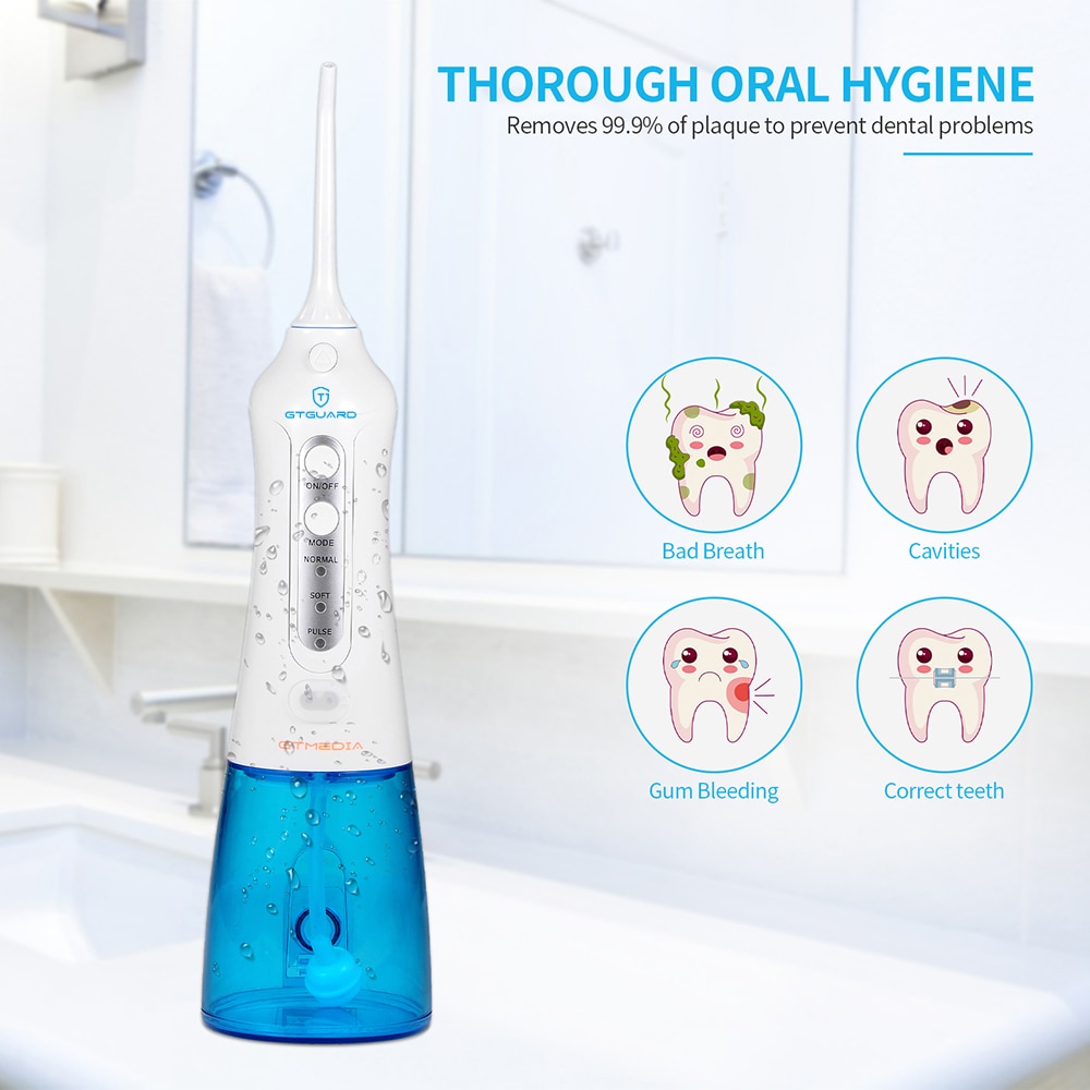 GTMEDIA Oral Irrigator dental Water Flosser USB Rechargeable 5 Nozzles Water Jet Portable 300ml Water Tank Waterproof For Home