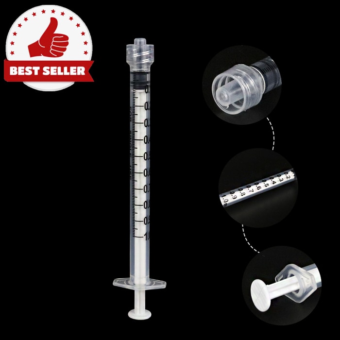 1 Ml/Cc Disposable Plastic Luer Lock Syringe Without Needle,Uses for Scientific Lab, Measurement and Dispensing Industrial