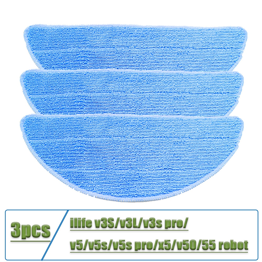 3Pcs vacuum cleaner Wet and dry parts mop replacement mop cloths for ilife v3S/v3L/v3s pro/v5/v5s/v5s pro/x5/v50/55 robot