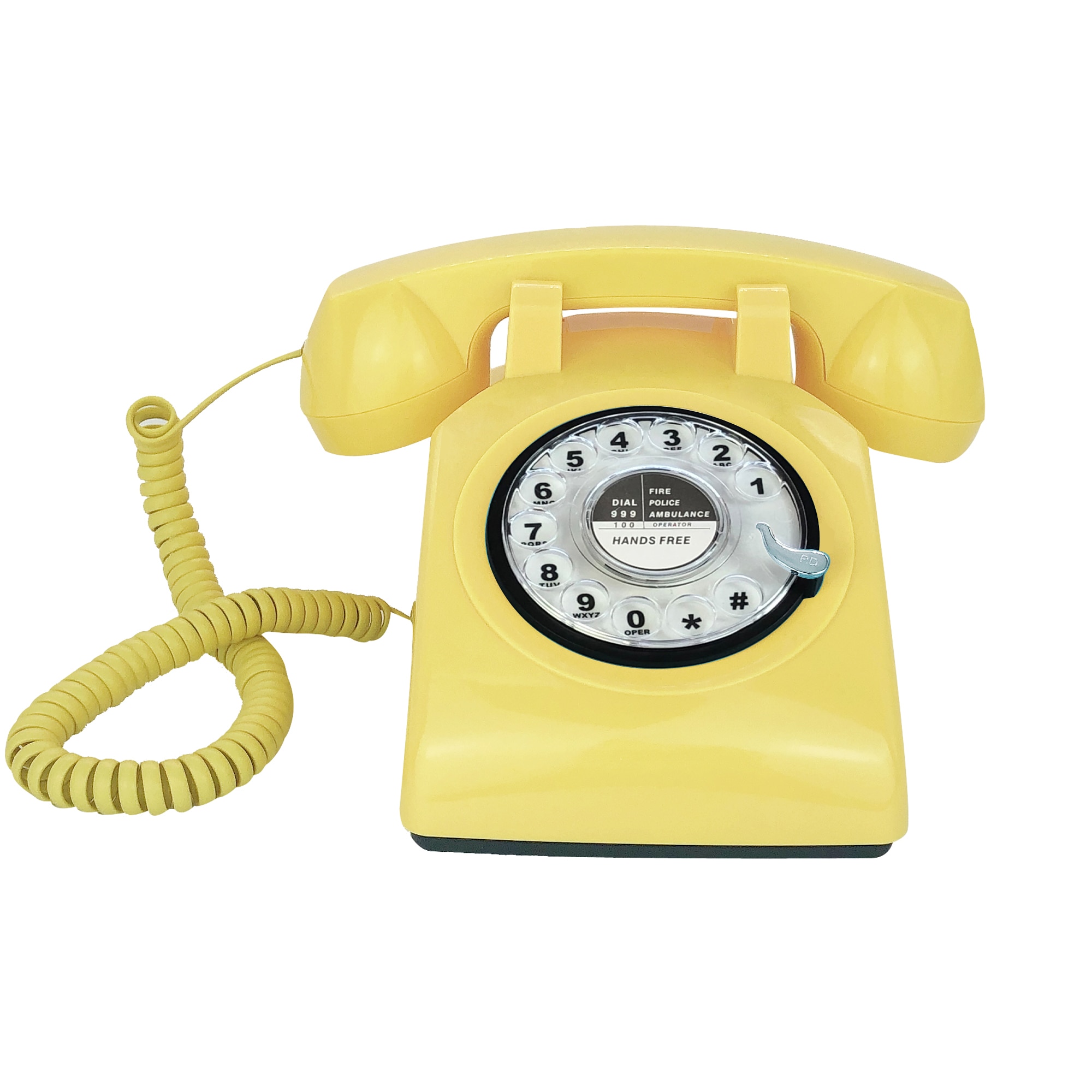 Yellow Retro Telephone Classic Vintage Rotary Dial Hands Free Landline Phone for Home/Office/Hotel, Antique Phones for Senior