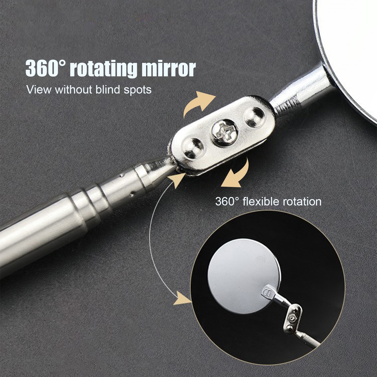 30mm Telescopic Inspection Mirror, 360 Rotating Car Telescopic Inspection lens Extending Detection Round Lens Hand Tool