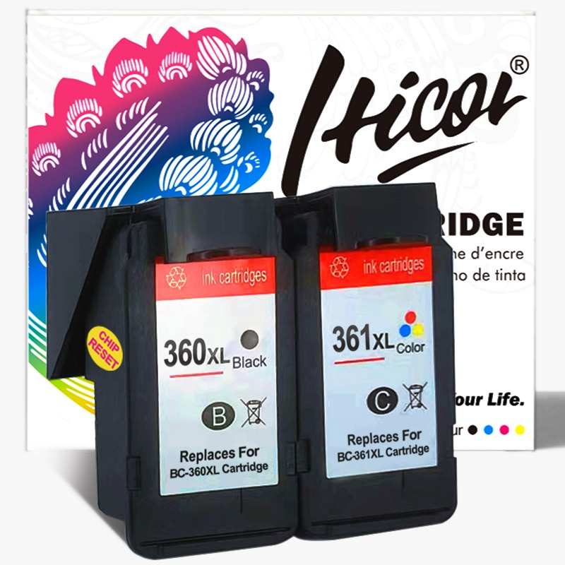 Hicor Remanufactured Ink Cartridge for Canon BC360XL BC361XL Large Capacity BC-360 BC-361 Compatible for PIXUS TS5330