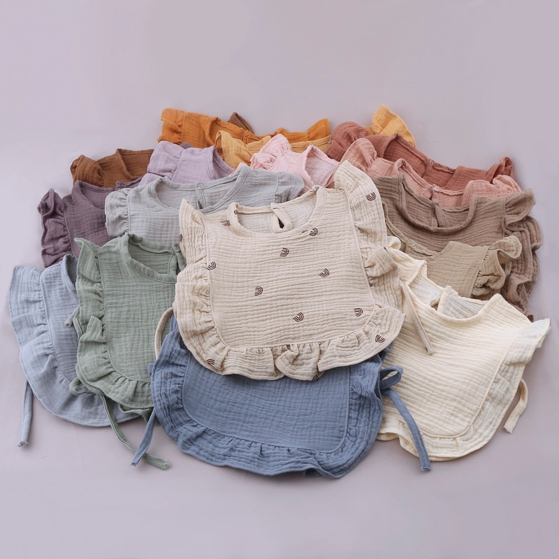 Hot Sale Feeding Solid Food Baby Bibs Cotton Saliva Towel Pretty Clothes Pure Color Girls Burp Cloth Kids&Toddler Accessorie