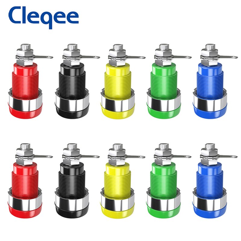 Cleqee P40018 10pcs Terminal Binding Post With 4mm Banana Socket For Amplifier Instrument Power Supply Panel Mount Connector
