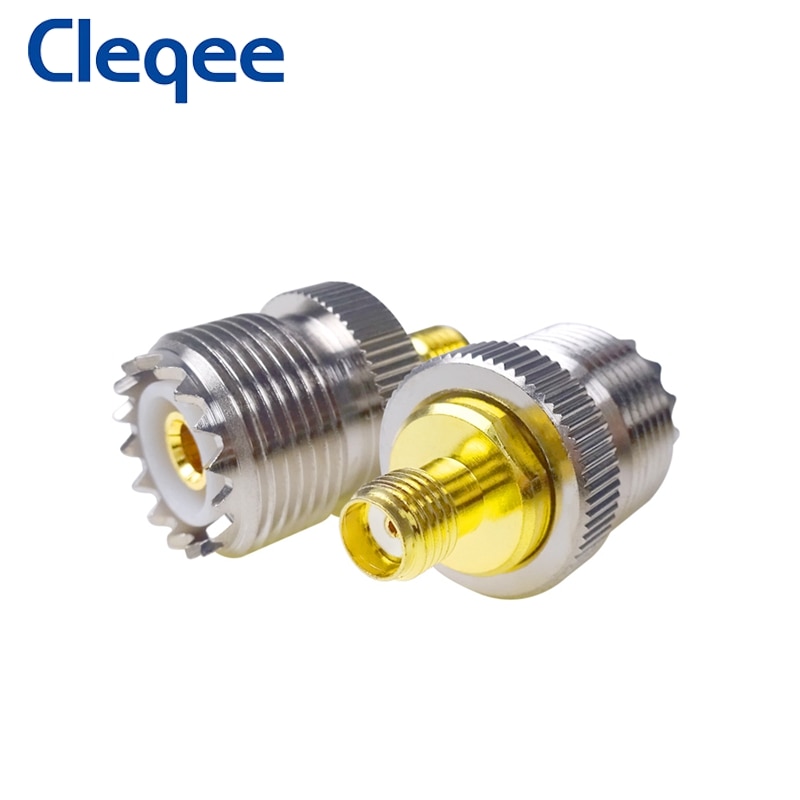 Cleqee 1PCS SMA Female to UHF Female Adapter RF Coaxial Connector SO-239 SO239 to SMA Converter