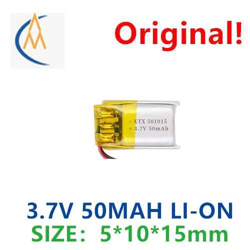 Manufacturer's source: 3.7V 501015 polymer lithium battery 50mah rechargeable lithium battery for full capacity beauty inst