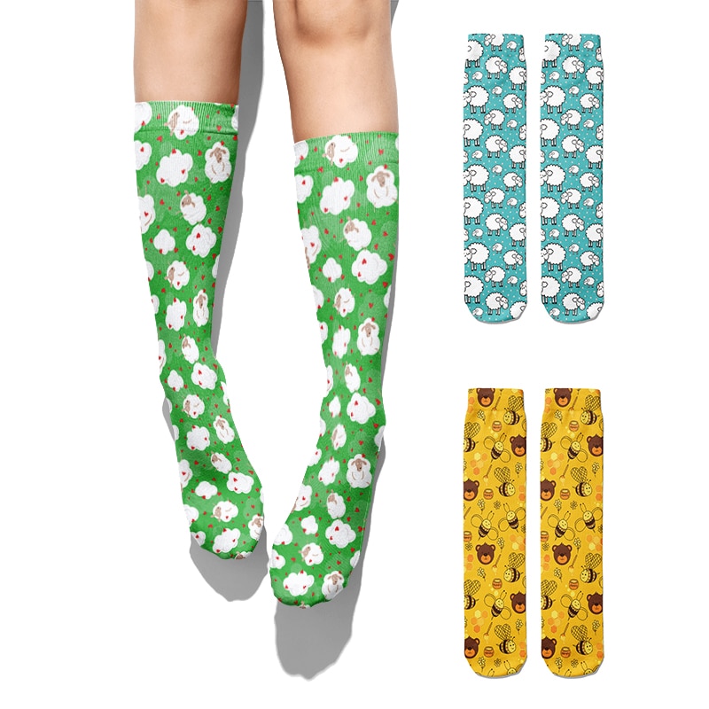 Fashion Harajuku Cartoon Mianyang Cotton Socks For Women Kawaii Animal High Ankle Socks Funny Winter Warm Female Cotton Socks