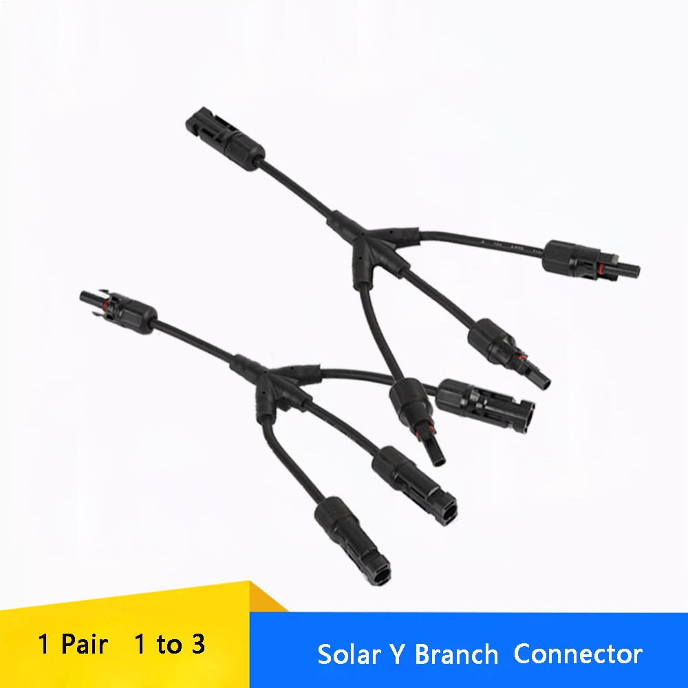 1Pair Y Branch Parallel Photovoltaic Connector 3 To 1 Solar Connector Adapter For Solar Pv System Solar Panel Cable Wire Connect