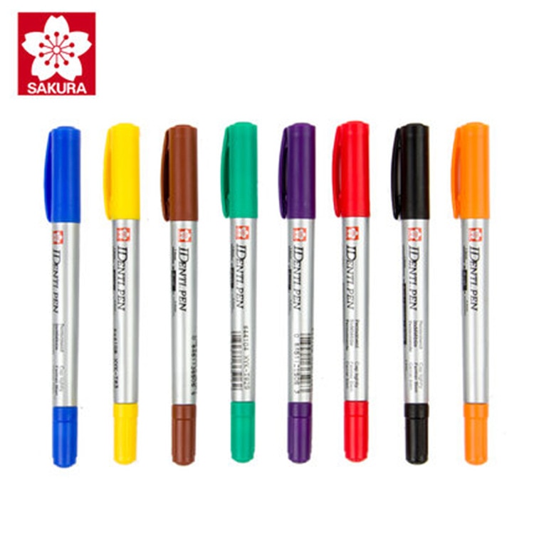 Sakura Permanent Marker Identi-Pen Dual Tip Fine Point Paint Pen Markers Oil Black Blue Red Color Marker Pen for CD,metal,wood