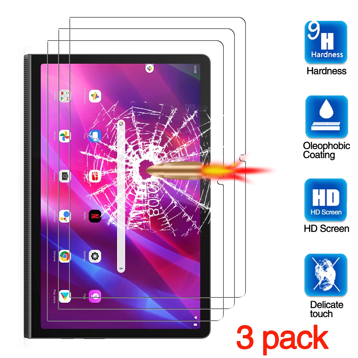 3Pack Tempered Glass For Lenovo Yoga Tab 11 YT-J706F YT-J706 Tablet Screen Protector Film
