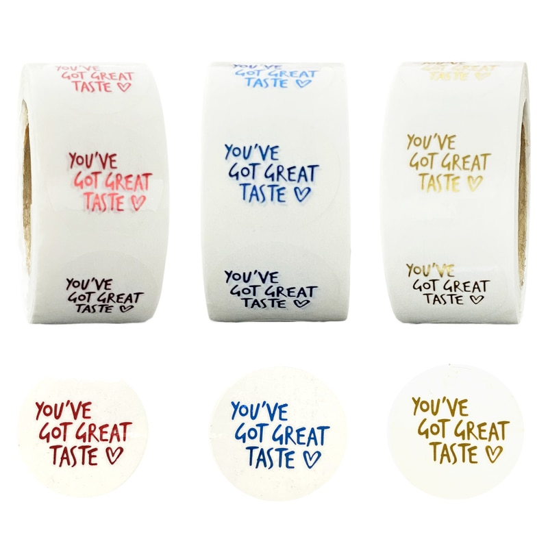 Hot gold transparent Thank you stickers round 1 inch youve got great taste sticker gift package seal sticker red blue