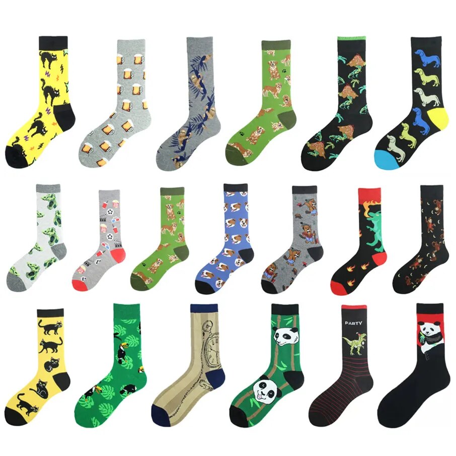 58 Colors Fashion Comfortable Animal Cats Dogs Panda Adult Socks Street Skateboard Male Funny Gifts Sox