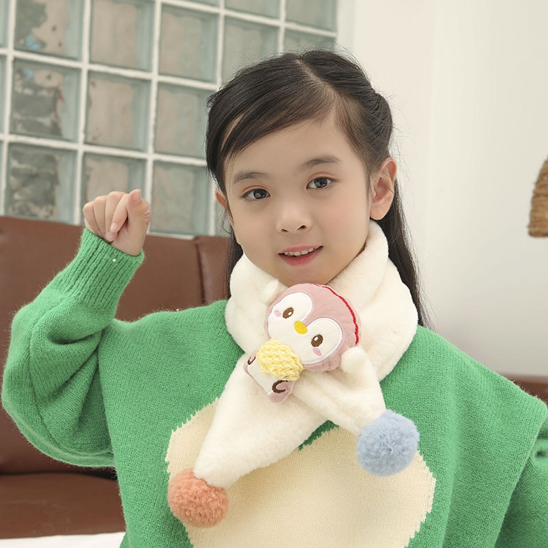 Winter Children Cute Cartoon Soft Plush Scarf Girl Baby Thick Warm Windproof Collar Scarf Outdoor Keep Warm Kids Neckerchief