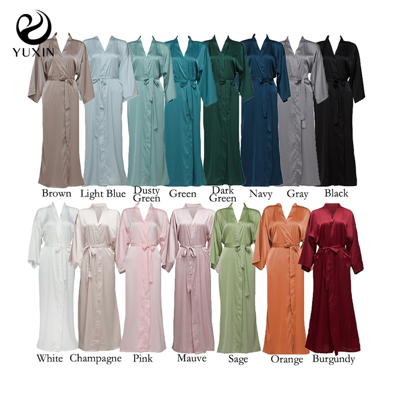 Silk Robes Bridesmaid Robes Bride Robe Women Wedding Long Robe Bathrobe White Robe Satin Robe