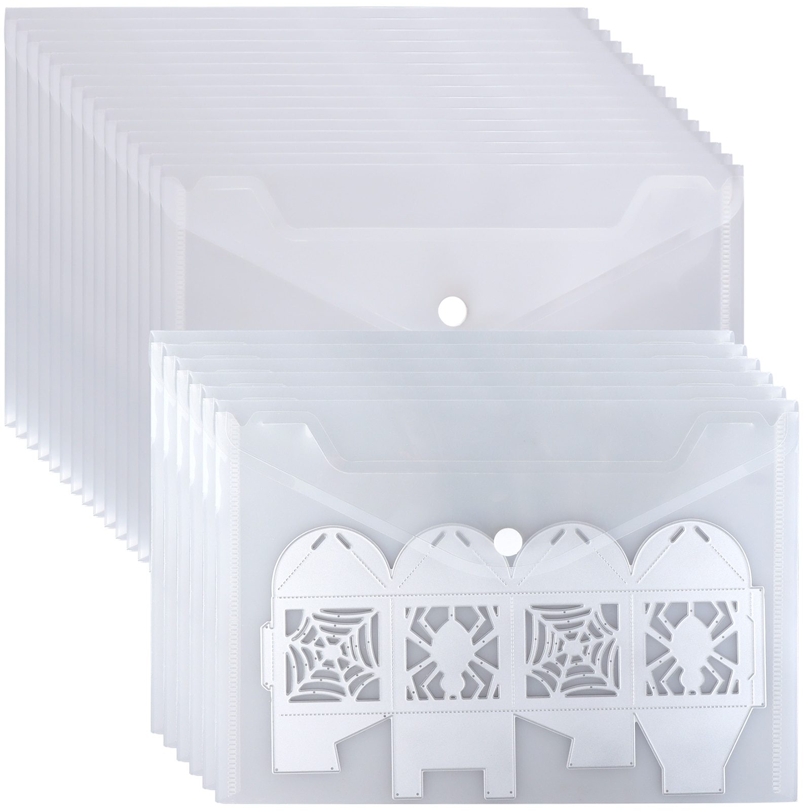 24Pcs Clear Stamp and Die Storage Bag Resealable Plastic Storage Pocket Large Envelop