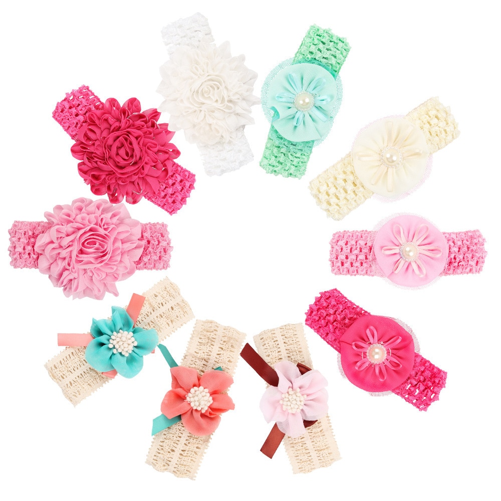 Baby Girls Fashion Chiffon Flower Hairband Toddlers Kids Infants Headband Newborn Elastic Handmade Headwear Kids Headwear
