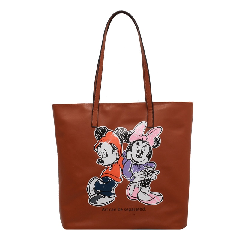Disney Mickey Minnie Handbag Large Capacity Mommy Shopping Bag Leisure Simple Fashion Women Shoulder Bag Korean Printed Tote Bag