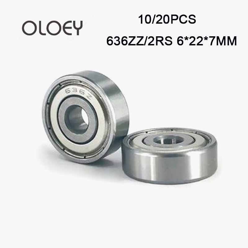 636ZZ 2RS Bearing 6x22x7 mm ( 10/20 Pcs ) ABEC-1 Grade 636ZZ Miniature 636 ZZ 2RS Deep Groove Ball Bearings Corrosion Resistance