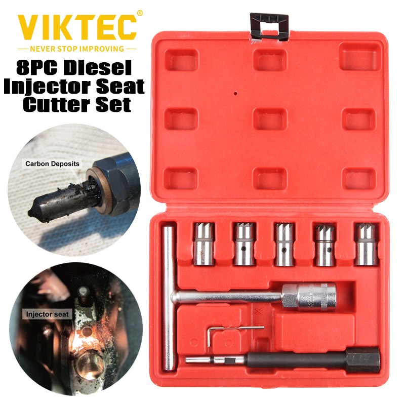 VT01311 8pcs Diesel Injector Seat Cutter Set Universal Injector Seat Cleaning Tool