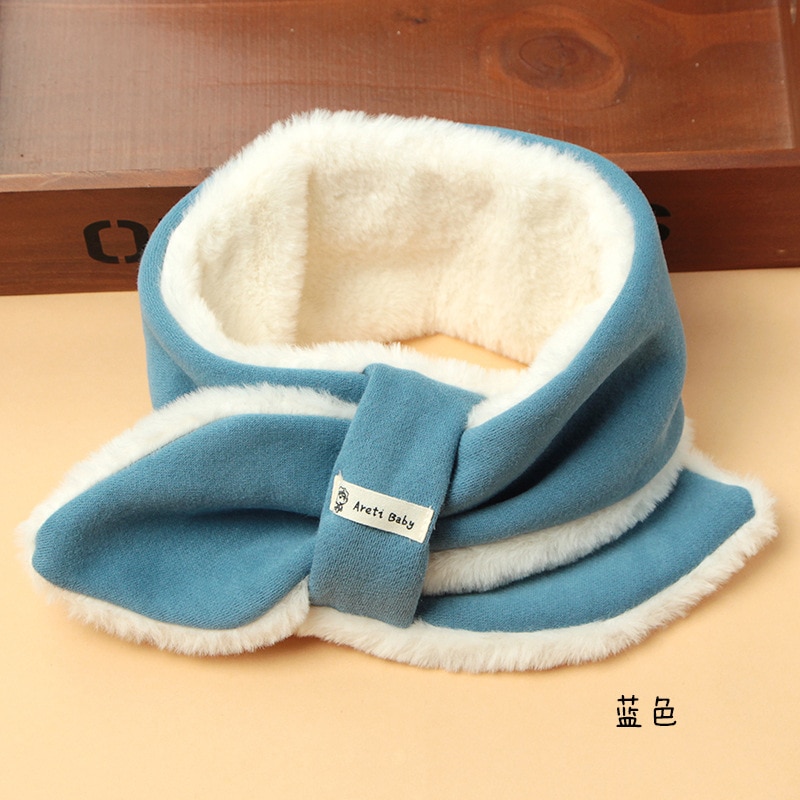 Winter Boys Girls Cotton Neck Scarf Thick Plush Velvet Collar Kids Children Scarves Solid Baby Neckerchief Keep Warm