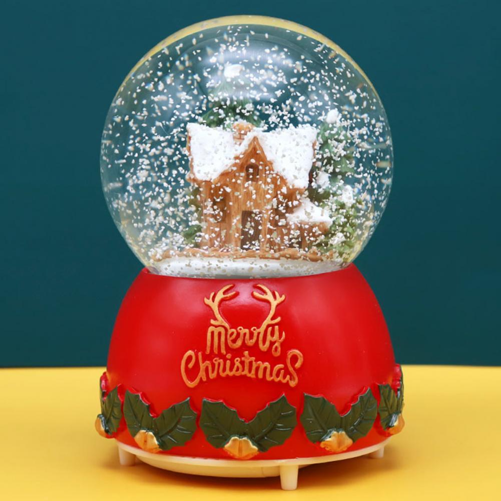 Decorative Santa Claus Statue Music Snow Globe Decoration with Colorful Lighting Glowing Crafts Snow Globe Ornament