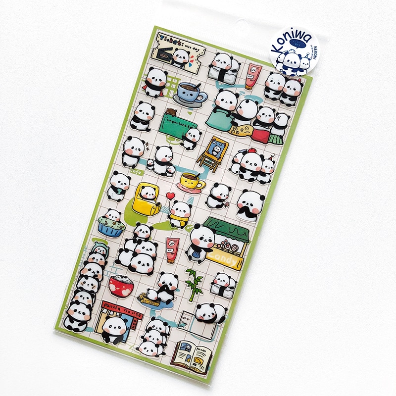 1 sheet Kawaii Panda Friends Notebook Journal Planner Waterproof Decoration Sticker