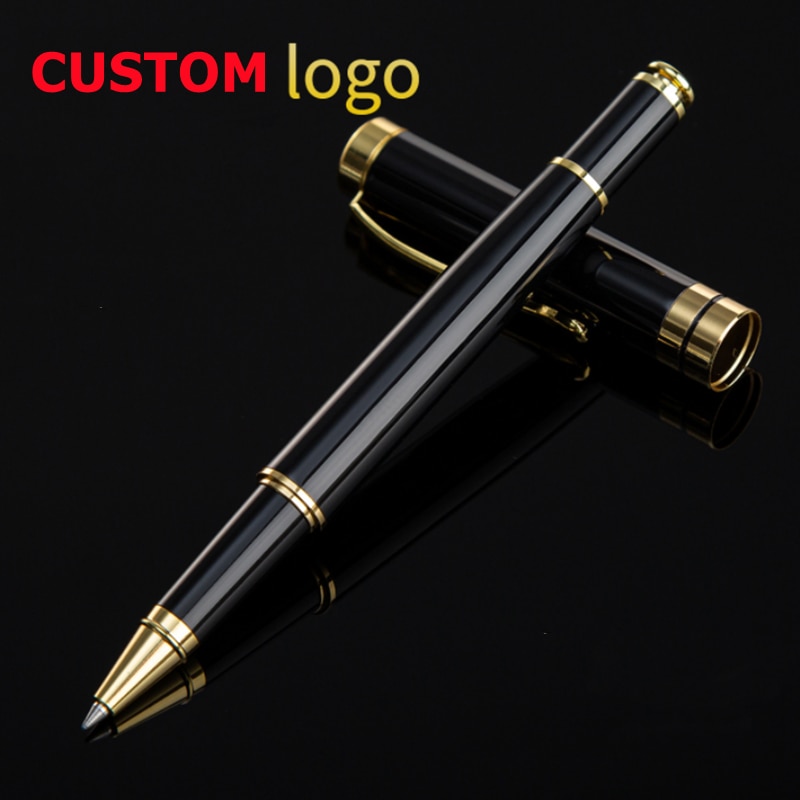 Luxury Metal Silver Black Signature Ballpoint Pens for Business Writing Office School Supplies Stationery Customized Logo gift